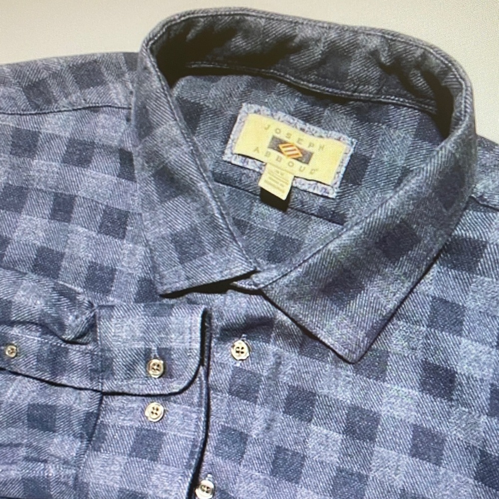 Joseph Abboud Blue and Slate Check Button-Down Shirt